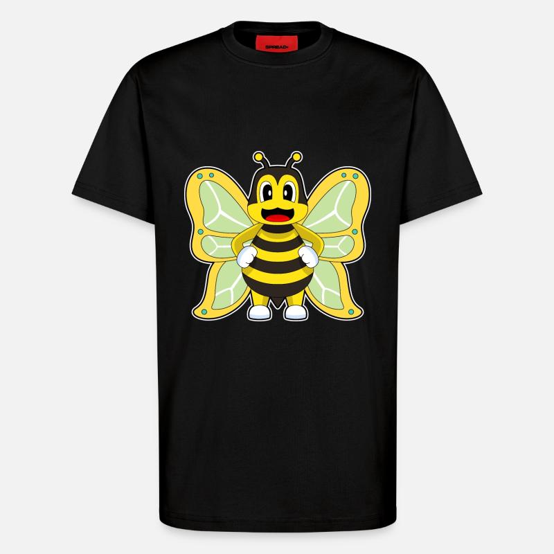 Abeille papillon - T-shirt bio décontracté fabriqué en UE - SOLID BLACK