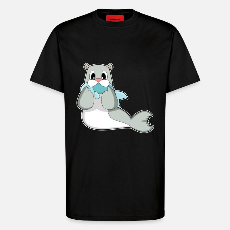 Seal Fish - T-Shirt - made by SPREAD - SOLID BLACK