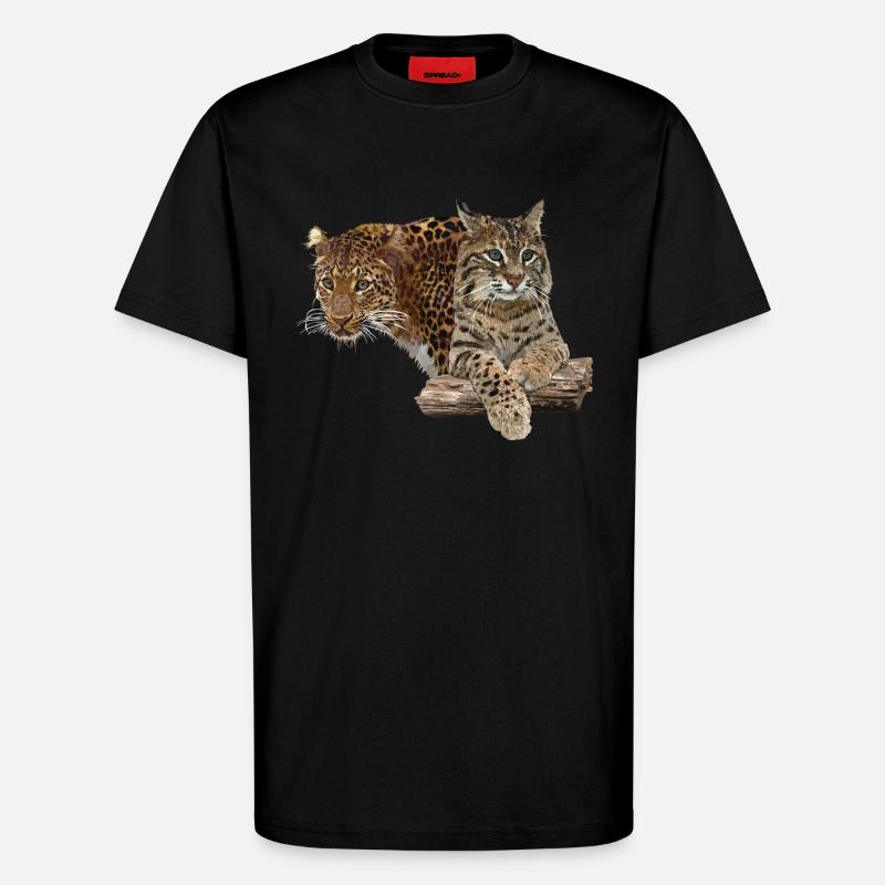 Leopard und Luchs - T-Shirt - made by SPREAD - SOLID BLACK