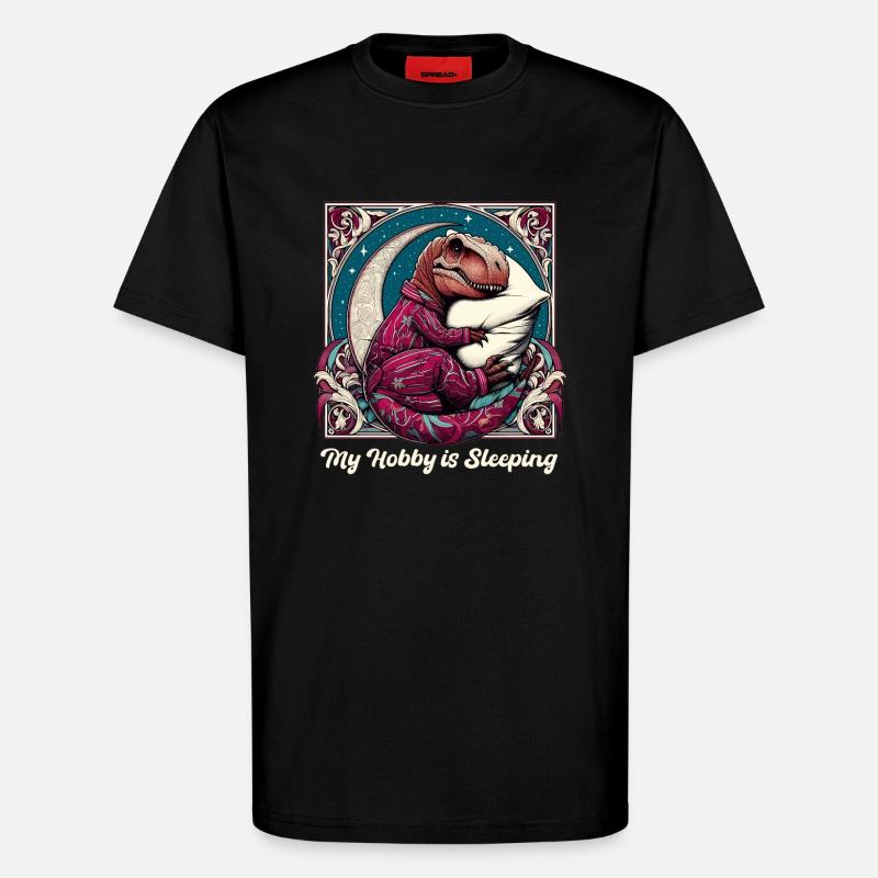 T-Rex Sleeping Hobby Gift - T-Shirt - made by SPREAD - SOLID BLACK