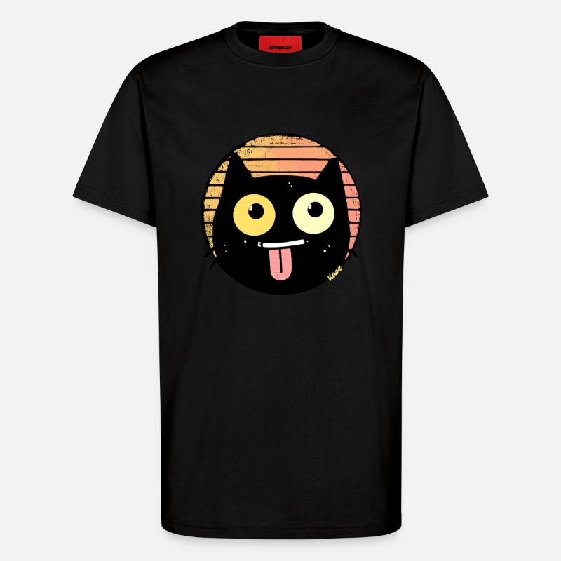 Freche Retro Katze - T-Shirt - made by SPREAD - SOLID BLACK
