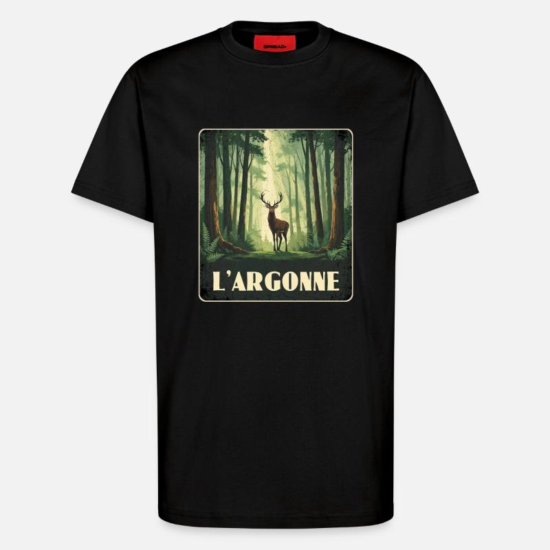Argonnen Hirsch Wald - T-Shirt - made by SPREAD - SOLID BLACK