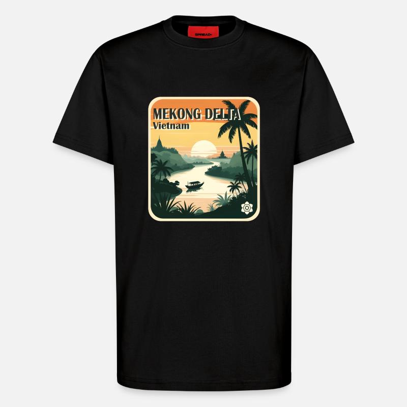 Delta du Mékong - T-shirt bio décontracté fabriqué en UE - SOLID BLACK