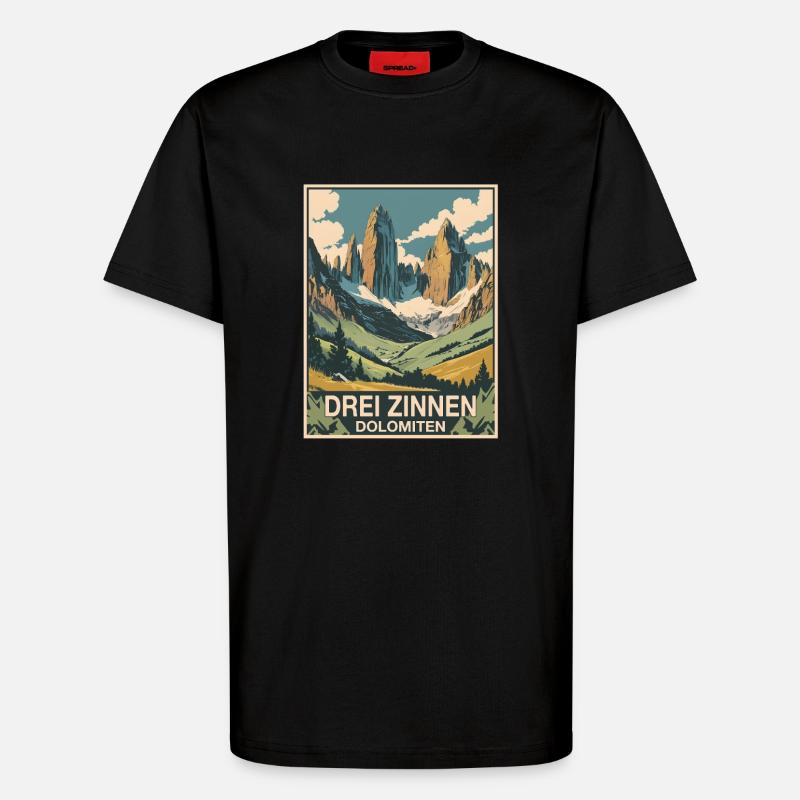 Trois Pics Dolomites - T-shirt bio décontracté fabriqué en UE - SOLID BLACK