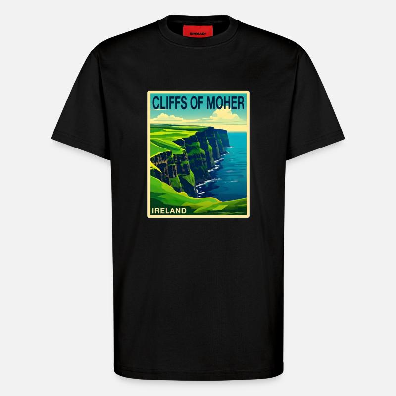 cliffs of moher Irland - T-Shirt - made by SPREAD - SOLID BLACK