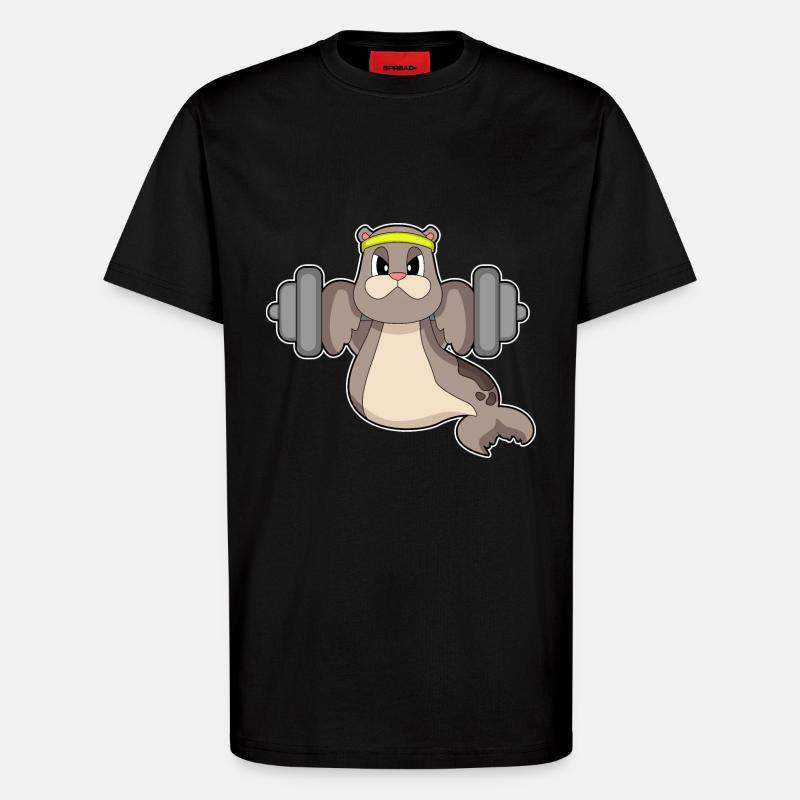Seal Bodybuilder Haltère Musculation - T-shirt bio décontracté fabriqué en UE - SOLID BLACK