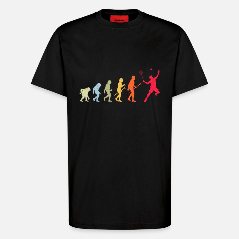 Badminton Evolution - T-Shirt - made by SPREAD - SOLID BLACK