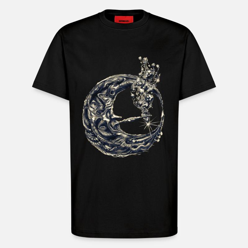 Moon with a pipe - T-Shirt - made by SPREAD - SOLID BLACK