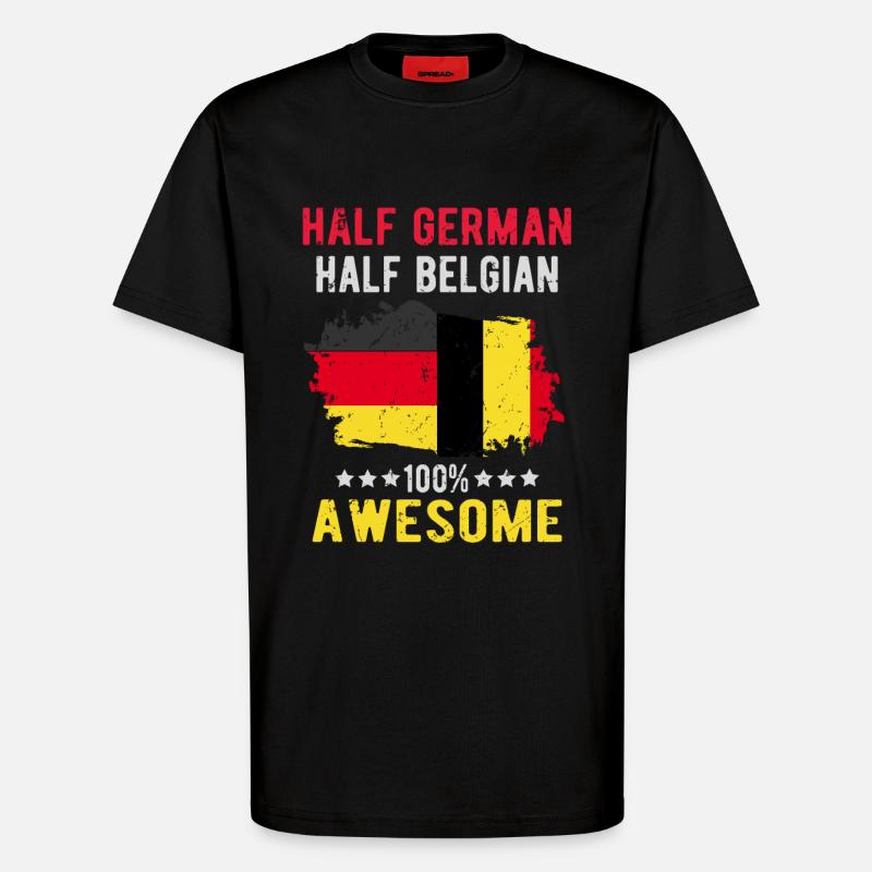 Half German Half Belgian - T-Shirt - made by SPREAD - SOLID BLACK