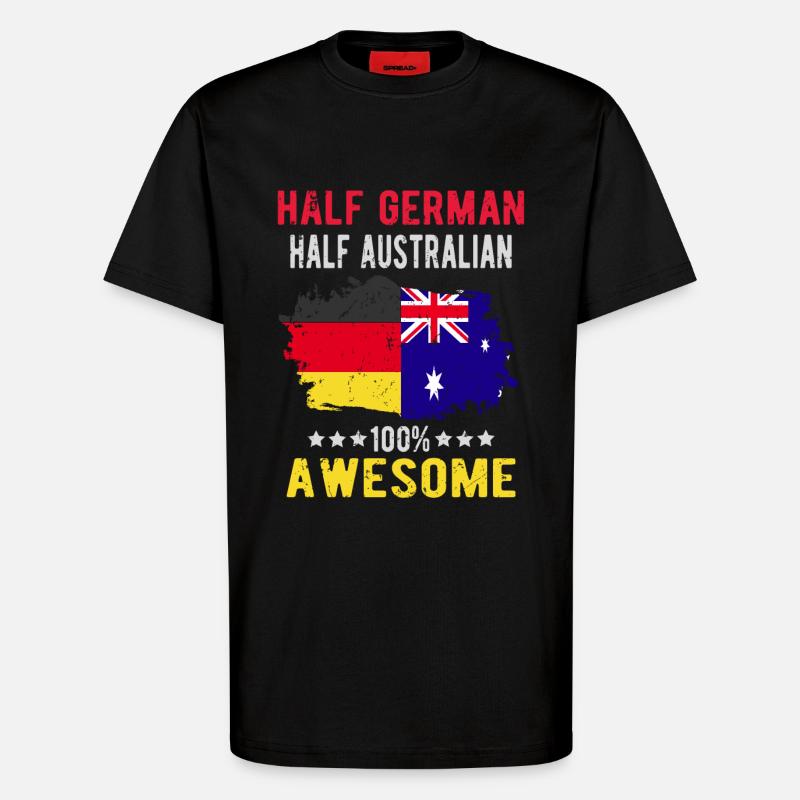 Halb Deutsch Halb Australier - T-Shirt - made by SPREAD - SOLID BLACK