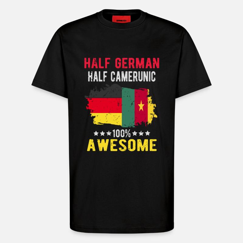 Half German Half Cameroonian - T-Shirt - made by SPREAD - SOLID BLACK