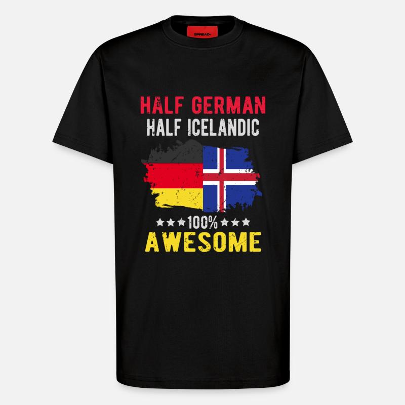 Halb Deutsch Halb Isländer - T-Shirt - made by SPREAD - SOLID BLACK
