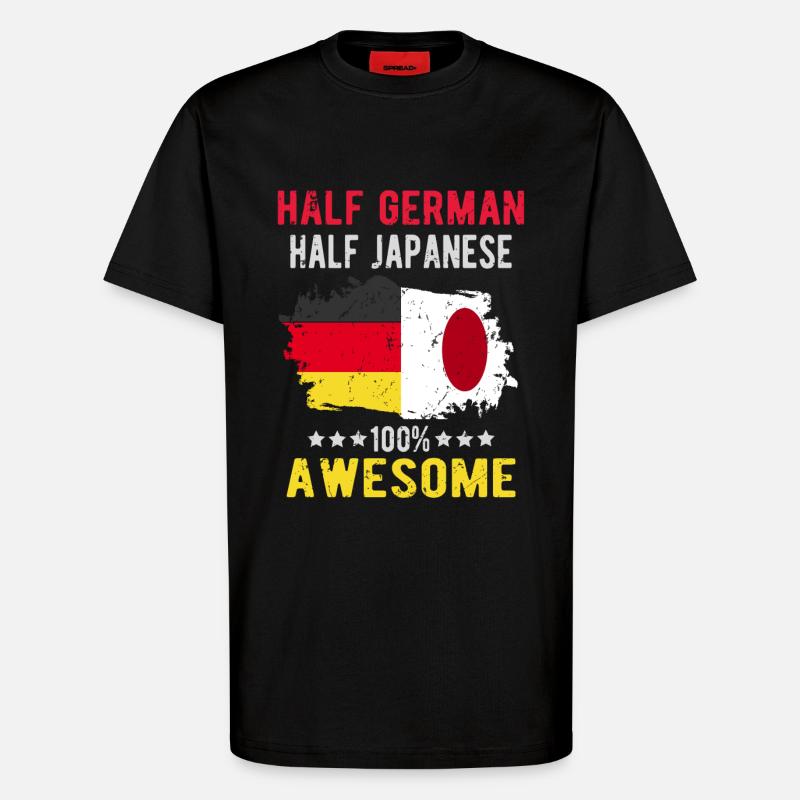 Half German Half Japanese - T-Shirt - made by SPREAD - SOLID BLACK