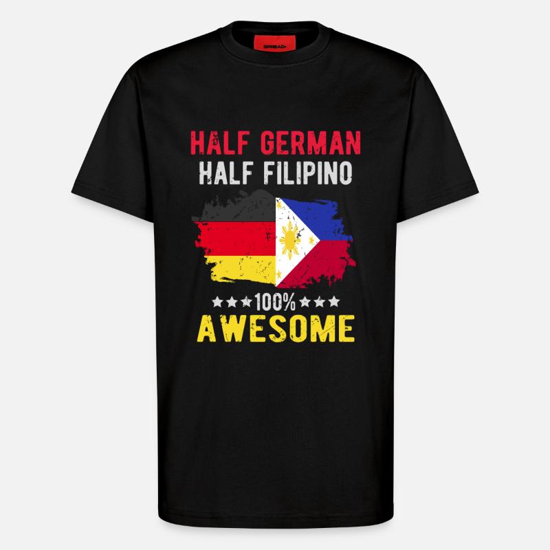 Half German half Filipino - T-Shirt - made by SPREAD - SOLID BLACK
