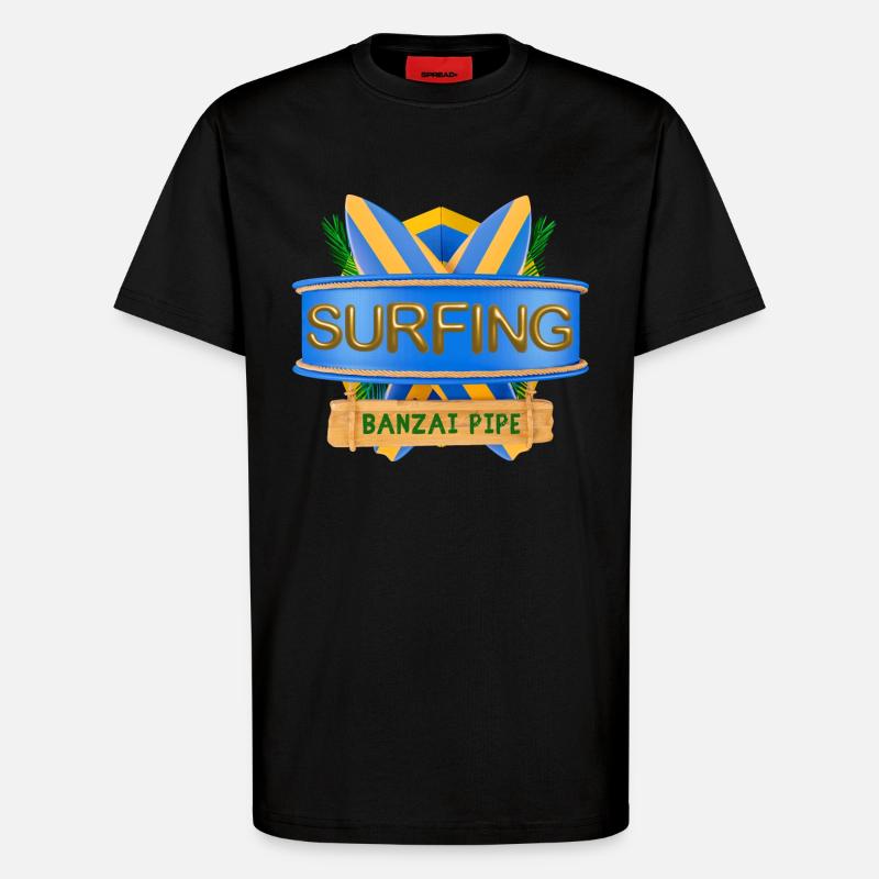 Hawaï, Surf, Banzai Pipeline - T-shirt bio décontracté fabriqué en UE - SOLID BLACK