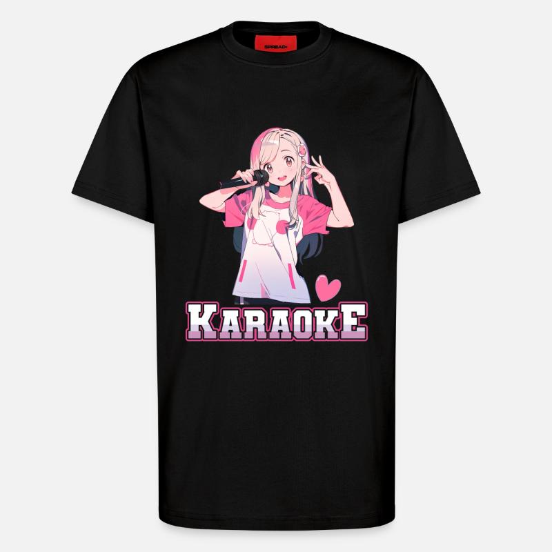 Mädchen Manga Anime Karaoke - T-Shirt - made by SPREAD - SOLID BLACK