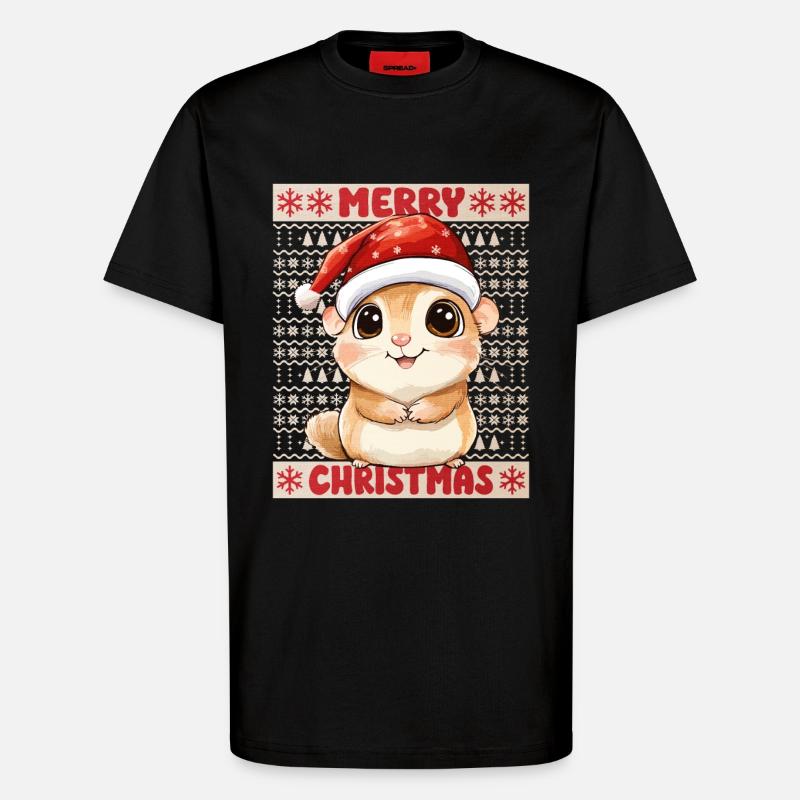 Hamster Moche Noël Noël Doux - T-shirt bio décontracté fabriqué en UE - SOLID BLACK