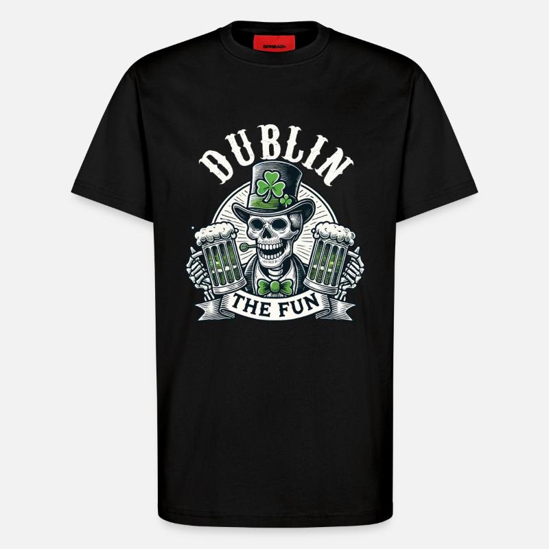 Saint-Patrick Dublin Le Crâne Amusant - T-shirt bio décontracté fabriqué en UE - SOLID BLACK