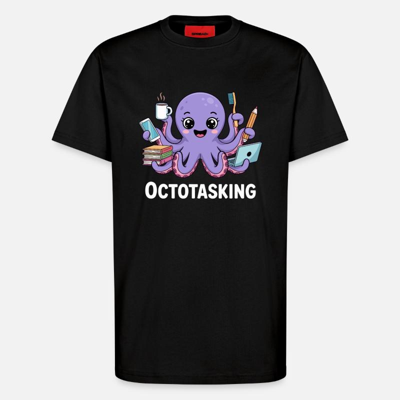 Octotasking Krake im Multitasking Modus - T-Shirt - made by SPREAD - SOLID BLACK