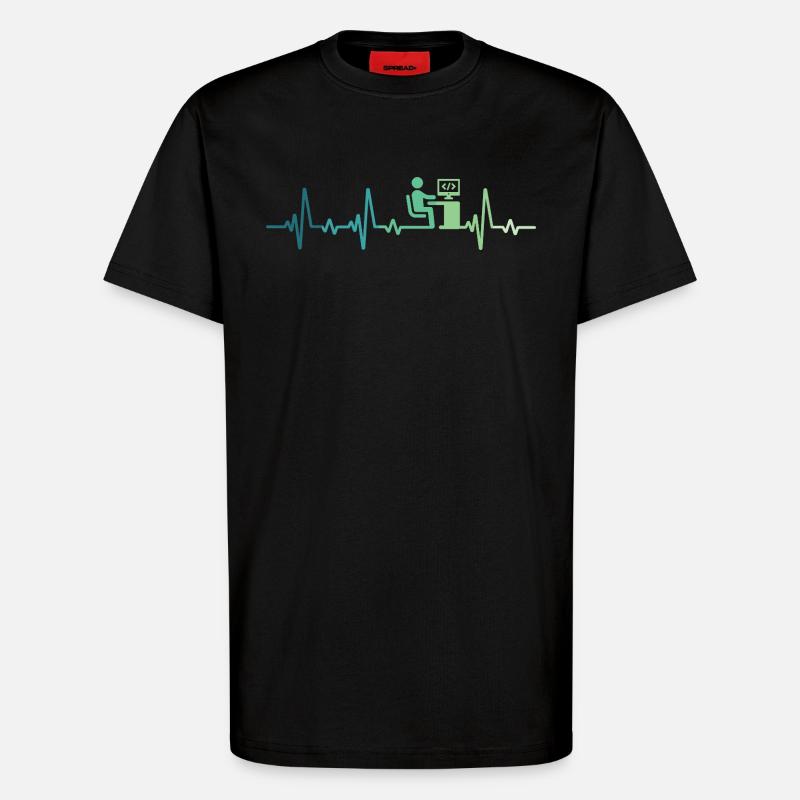 Heartbeat Programmer Developer - T-Shirt - made by SPREAD - SOLID BLACK