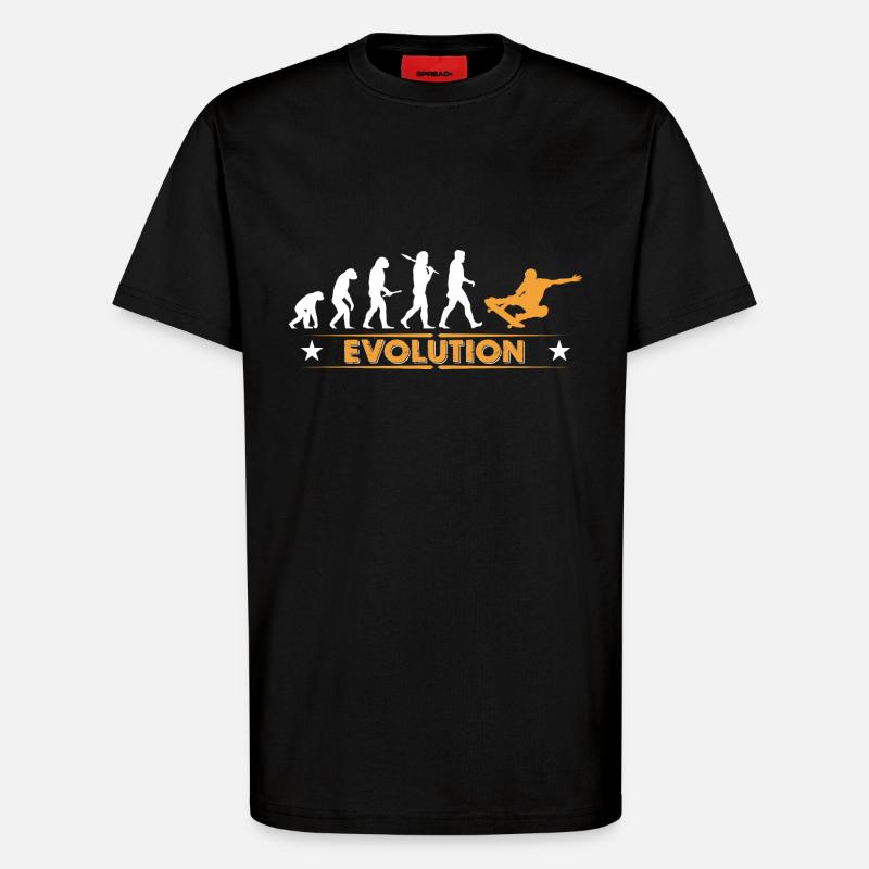 Skateboard Evolution - orange/weiss - T-Shirt - made by SPREAD - SOLID BLACK