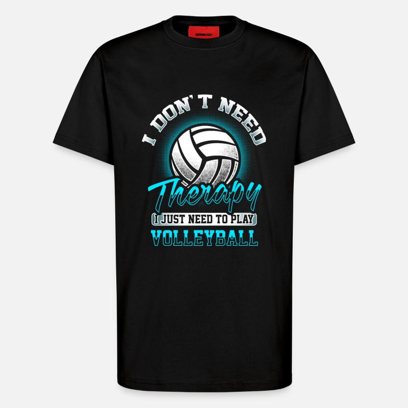 Volleyball - Therapy - T-shirt bio décontracté fabriqué en UE - SOLID BLACK