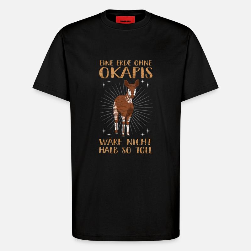 Okapi Waldgiraffe Zebragiraffe - T-Shirt - made by SPREAD - SOLID BLACK