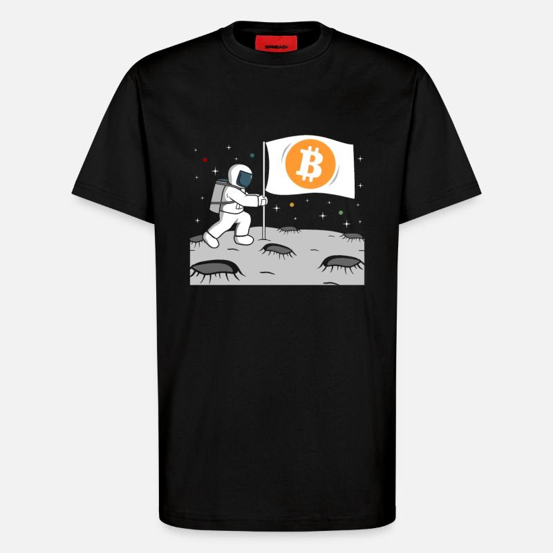 Astronaut Bitcoin Mond BTC - T-Shirt - made by SPREAD - SOLID BLACK