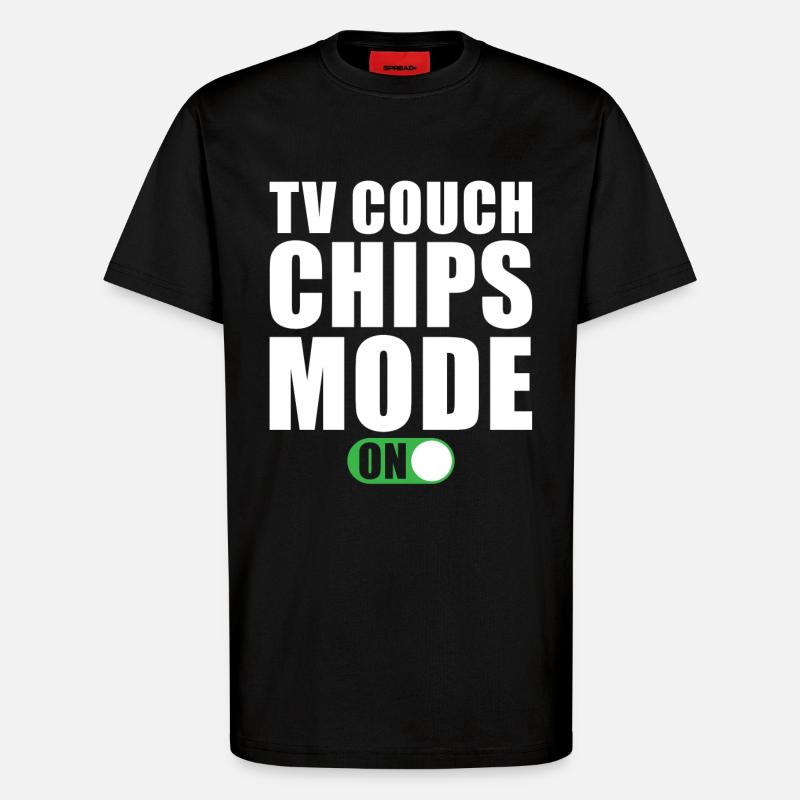 Tv Couch Chips Modus Ein - T-Shirt - made by SPREAD - SOLID BLACK