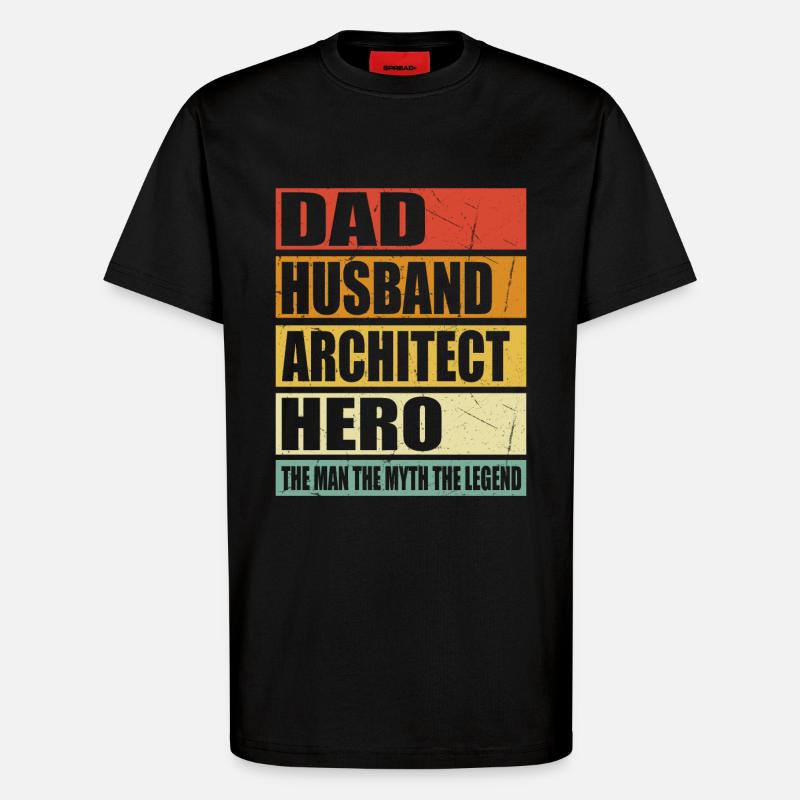Father Husband Architect Held - T-Shirt - made by SPREAD - SOLID BLACK