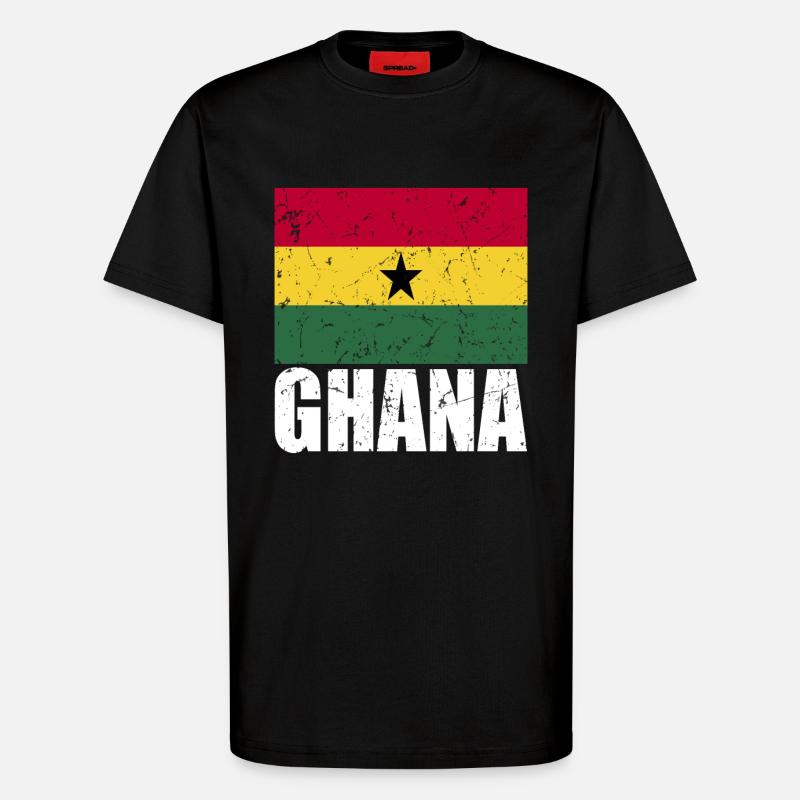 Drapeau du Ghana - T-shirt bio décontracté fabriqué en UE - SOLID BLACK