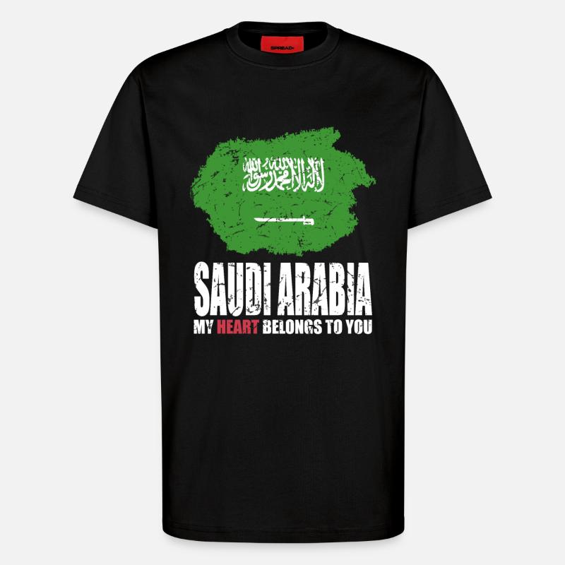Drapeau de l’Arabie saoudite - T-shirt bio décontracté fabriqué en UE - SOLID BLACK