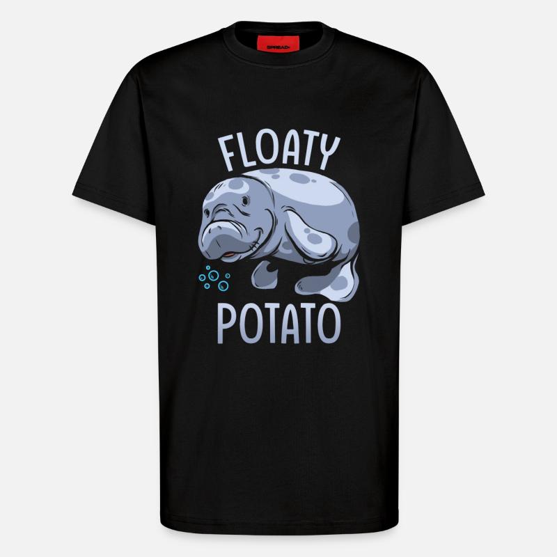 Manatee Floaty Potato Gift - T-Shirt - made by SPREAD - SOLID BLACK