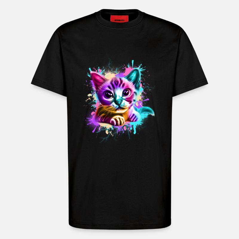 Katze Graffiti Bunt - T-Shirt - made by SPREAD - SOLID BLACK