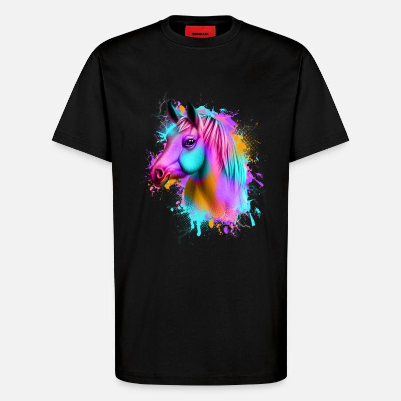 Pferd Graffiti Bunt - T-Shirt - made by SPREAD - SOLID BLACK