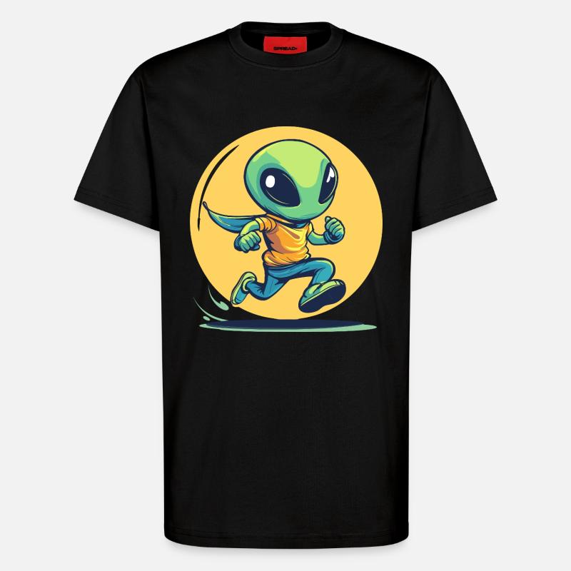 Laufender Alien im Comic-Stil - T-Shirt - made by SPREAD - SOLID BLACK
