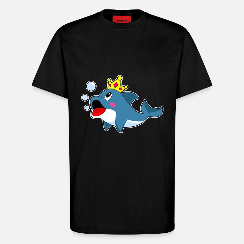 Dolphin King Crown - T-Shirt - made by SPREAD - SOLID BLACK