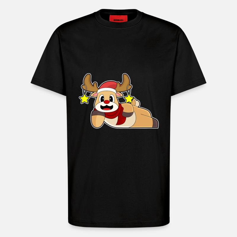 Noël de renne - T-shirt bio décontracté fabriqué en UE - SOLID BLACK