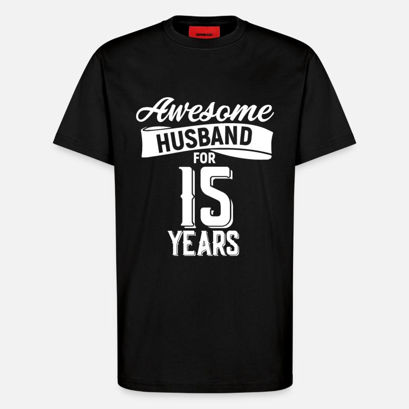 15e anniversaire de mariage - T-shirt bio décontracté fabriqué en UE - SOLID BLACK