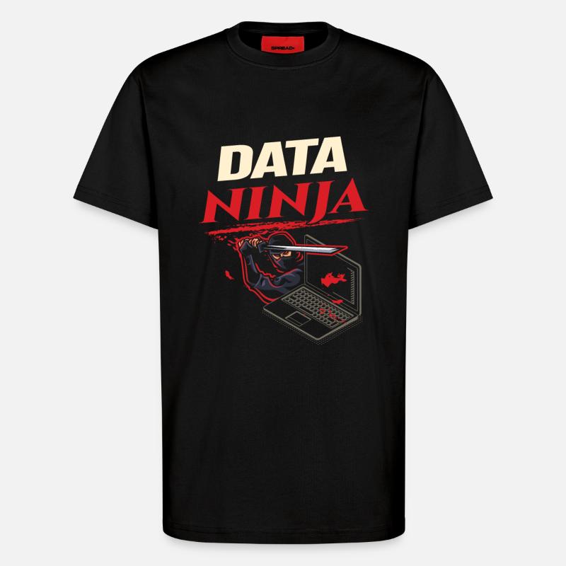 Data Ninja computer programming coder - T-Shirt - made by SPREAD - SOLID BLACK