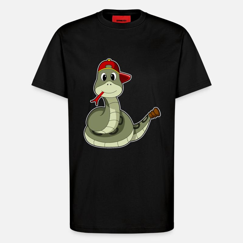 Schlange mit Cap - T-Shirt - made by SPREAD - SOLID BLACK