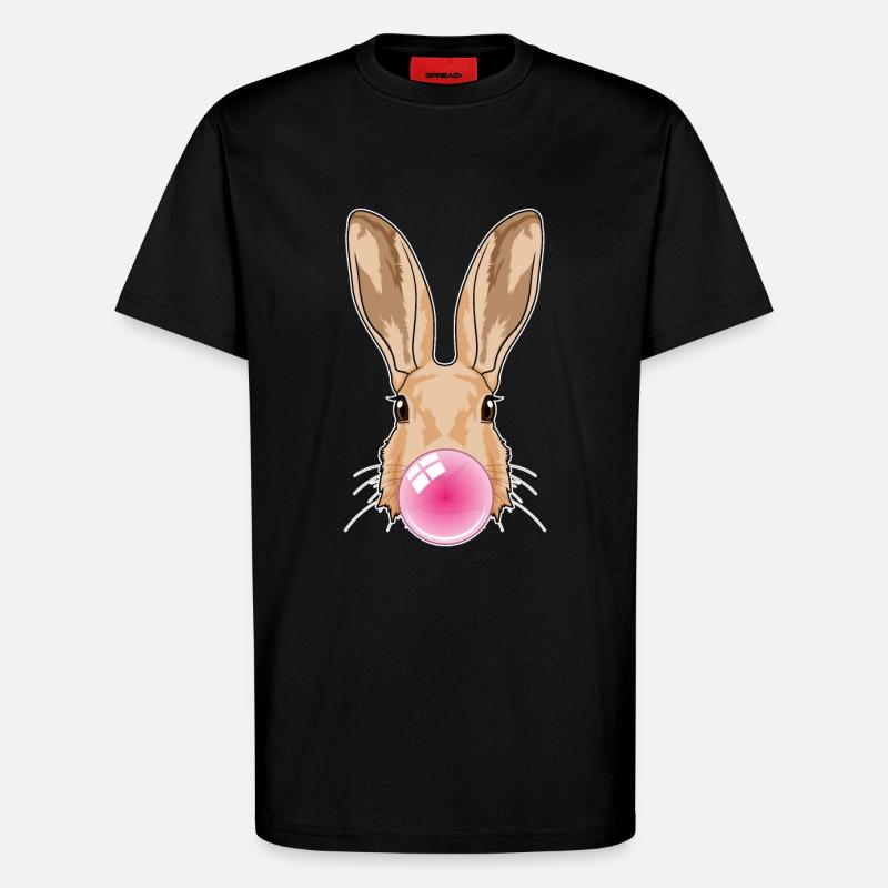 Rabbit with chewing gum - T-Shirt - made by SPREAD - SOLID BLACK