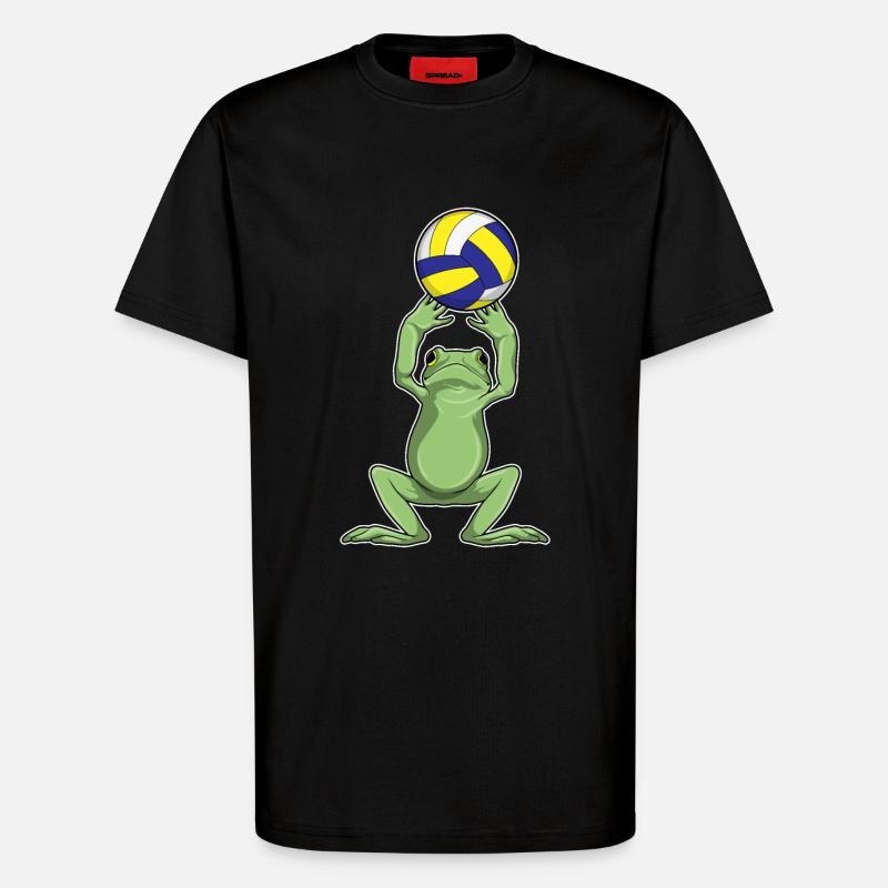 Frosch mit Volleyball - T-Shirt - made by SPREAD - SOLID BLACK