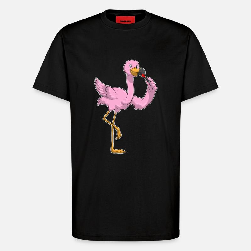 Flamingo mit Lippenstift - T-Shirt - made by SPREAD - SOLID BLACK