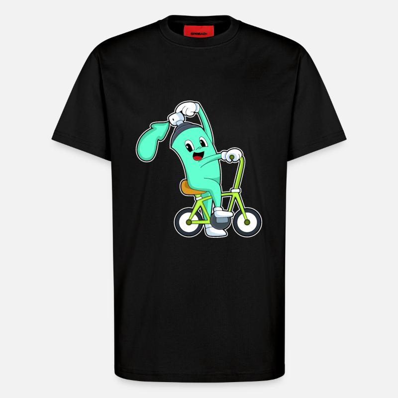 Spray can with bicycle - T-Shirt - made by SPREAD - SOLID BLACK