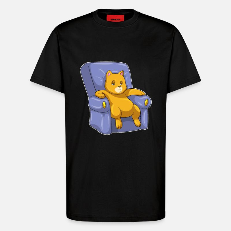 Katze mit Sofa - T-Shirt - made by SPREAD - SOLID BLACK