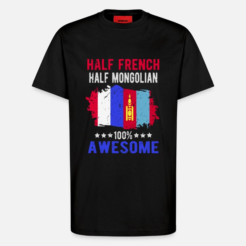 Halb Franzose Halb Mongole - T-Shirt - made by SPREAD - SOLID BLACK