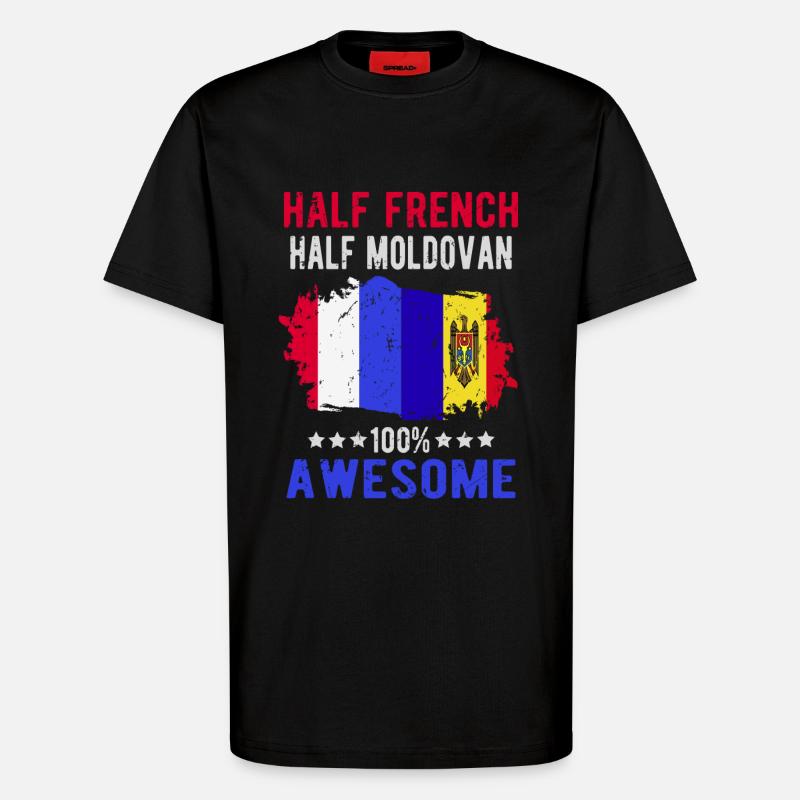 Half French Half Moldovan - T-Shirt - made by SPREAD - SOLID BLACK