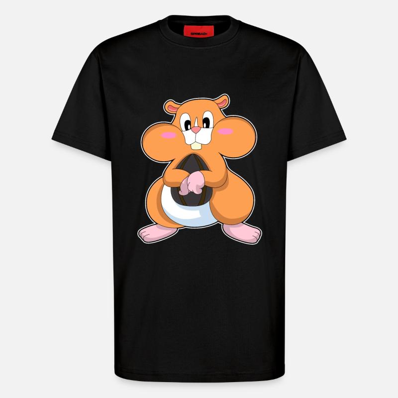 Hamster with walnut - T-Shirt - made by SPREAD - SOLID BLACK