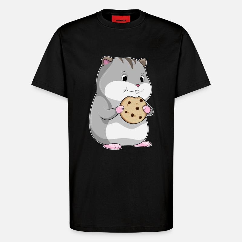 Hamster with biscuit - T-Shirt - made by SPREAD - SOLID BLACK